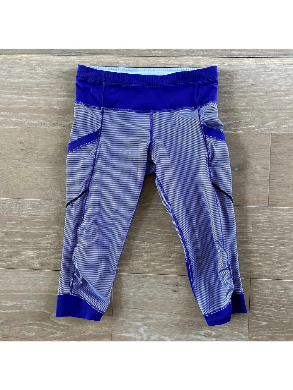 Lululemon Run For Fun Crop Leggings Wee Stripe Bruised Berry